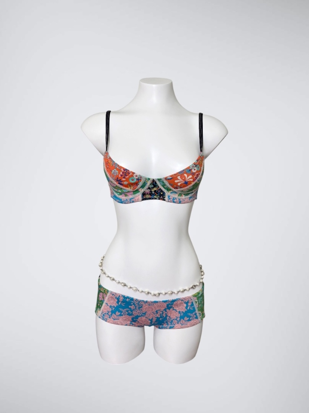 Cynthia Rowley Neoprene Patchwork Bikini Set Floral Mixed Print